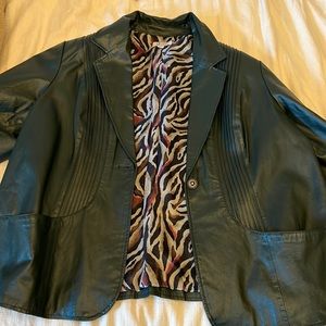 Vintage green leather blazer
